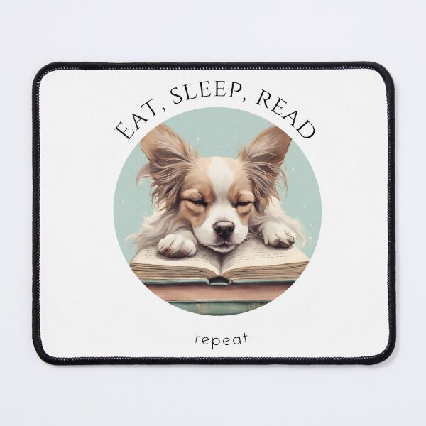 Item preview, Eat sleep read repeat books bookwarm booklover funny cute papillon dog designed and sold by SoulfulT.