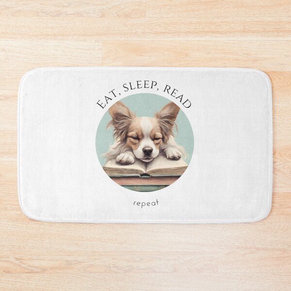 Item preview, Eat sleep read repeat books bookwarm booklover funny cute papillon dog designed and sold by SoulfulT.