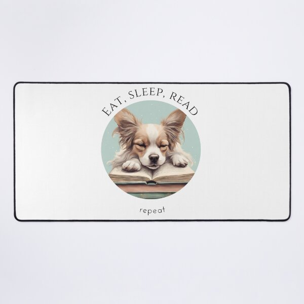 Item preview, Eat sleep read repeat books bookwarm booklover funny cute papillon dog designed and sold by SoulfulT.