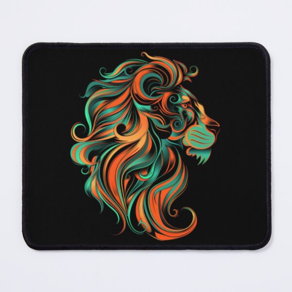 Item preview, Lion head, in profile, in fluorescent orange and green colors. designed and sold by cristina1001.