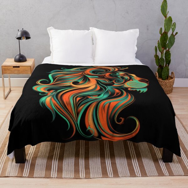 Item preview, Lion head, in profile, in fluorescent orange and green colors. designed and sold by cristina1001.