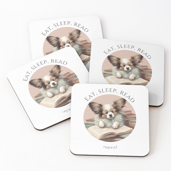 Item preview, Eat sleep read repeat books bookwarm booklover funny cute slepping papillon dog designed and sold by SoulfulT.