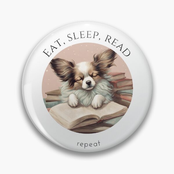 Item preview, Eat sleep read repeat books bookwarm booklover funny cute slepping papillon dog designed and sold by SoulfulT.