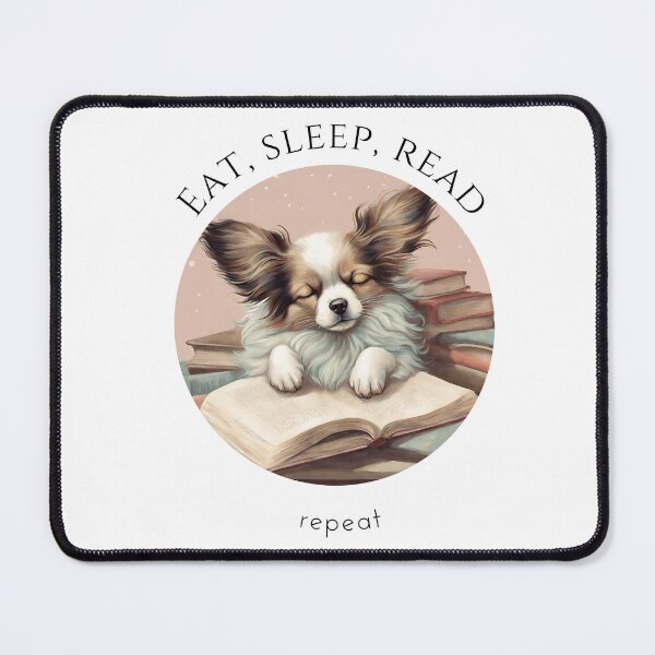 Item preview, Eat sleep read repeat books bookwarm booklover funny cute slepping papillon dog designed and sold by SoulfulT.