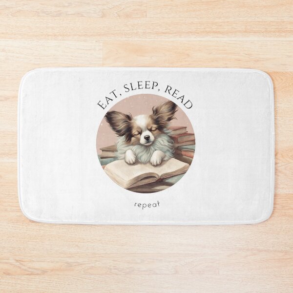 Item preview, Eat sleep read repeat books bookwarm booklover funny cute slepping papillon dog designed and sold by SoulfulT.