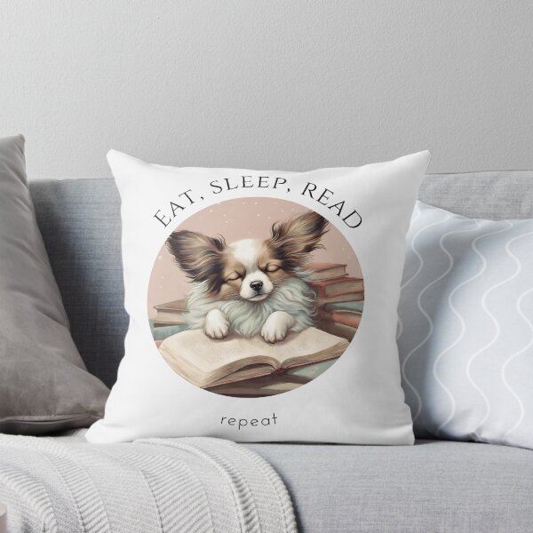 Item preview, Eat sleep read repeat books bookwarm booklover funny cute slepping papillon dog designed and sold by SoulfulT.