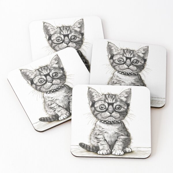 Item preview, Scholarly Whiskers - Wise Kitten with Glasses designed and sold by ElegantQuirk.