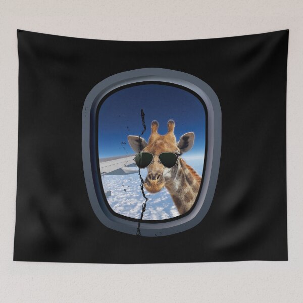 Item preview, Giraffe At Plane Window Funny Surrealistic design for Giraffe Lovers designed and sold by EddieBalevo.