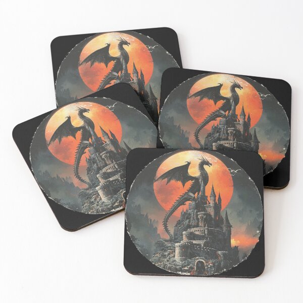 Item preview, Dragon on a Castle | Mountains | Classic 90s Fantasy Style designed and sold by FantasySoul.