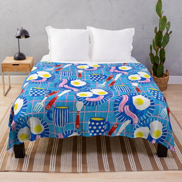 Item preview, Bright Blue Happy Breakfast Treats Retro Screen Print Style designed and sold by micklyn.
