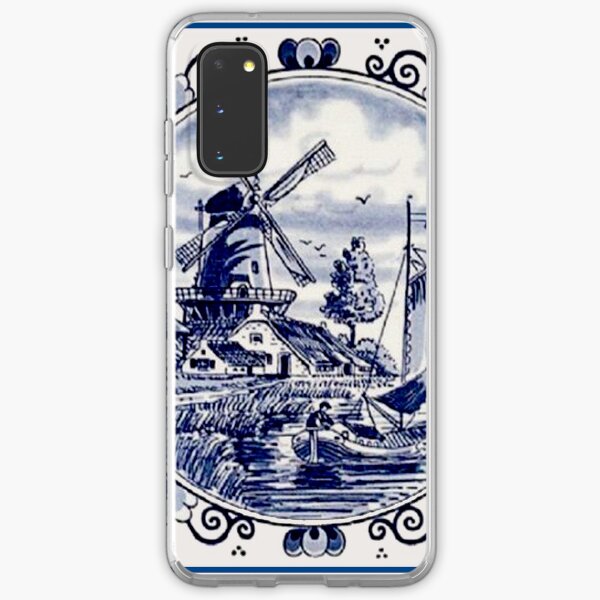 DUTCH BLUE DELFT: Vintage Windmill Print Samsung Galaxy Soft Case