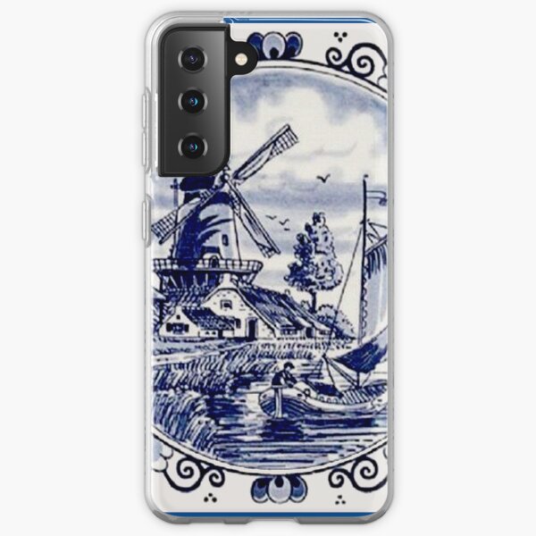 DUTCH BLUE DELFT: Imprimé moulin à vent vintage Coque souple Samsung Galaxy
