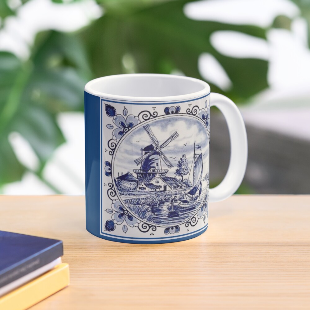 DUTCH BLUE DELFT: Vintage Windmill Print Mug