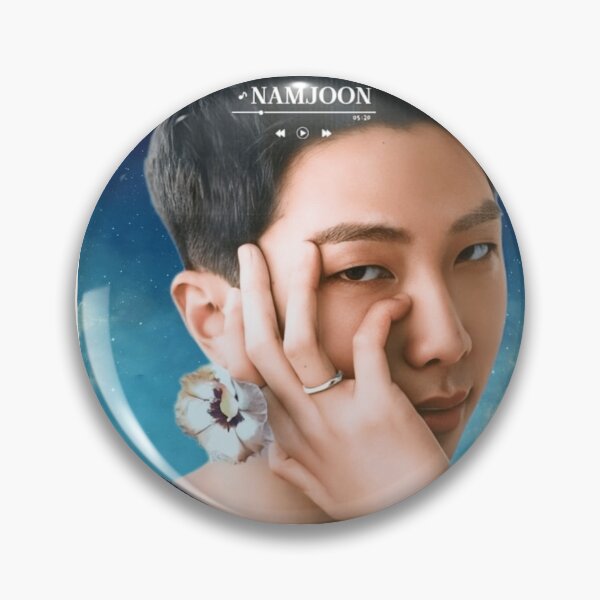 Item preview, BTS Namjoon 'MONOCHROME' Cute, Aesthetic Print, BTS RM Holding Flower, Blue Graphic Background. designed and sold by EpiphanyArt28.