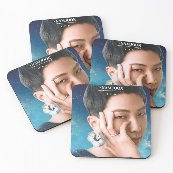 Item preview, BTS Namjoon 'MONOCHROME' Cute, Aesthetic Print, BTS RM Holding Flower, Blue Graphic Background. designed and sold by EpiphanyArt28.