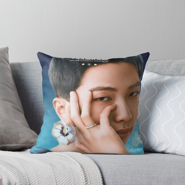 Item preview, BTS Namjoon 'MONOCHROME' Cute, Aesthetic Print, BTS RM Holding Flower, Blue Graphic Background. designed and sold by EpiphanyArt28.