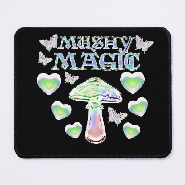 Artikelvorschau, MUSHY MAGIC: Holografische Metallic-Chrom-Y2k-Pilzgrafik entworfen und verkauft von Shloo.