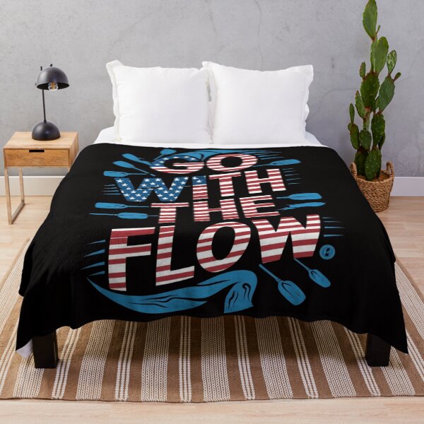 Item preview, Go With The Flow - Kayaking Sunset & American Flag T-Shirt designed and sold by HOMEDESIGNPRINT.