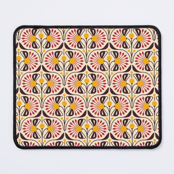 Item preview, KF 0238 C - Vintage Retro 70s Floral Pattern in Magenta Yellow Brown designed and sold by KhakiFinch.