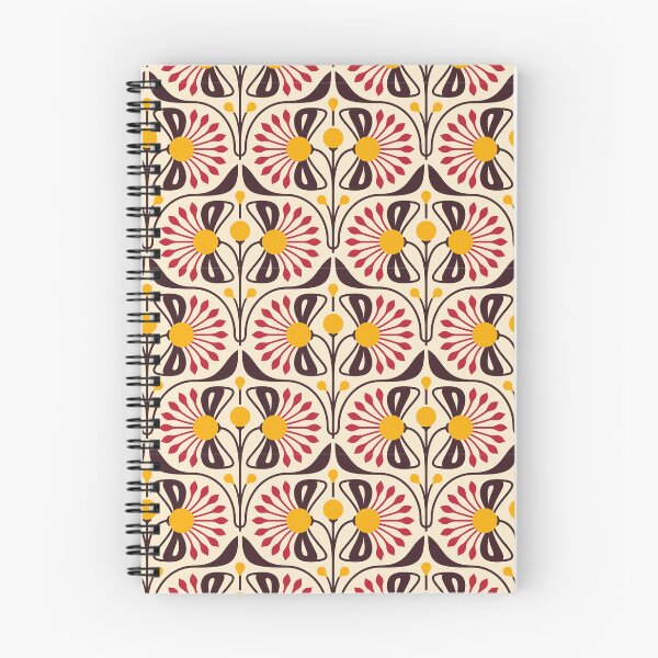 Item preview, KF 0238 C - Vintage Retro 70s Floral Pattern in Magenta Yellow Brown designed and sold by KhakiFinch.