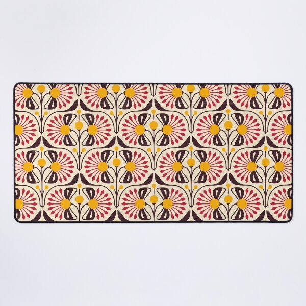 Item preview, KF 0238 C - Vintage Retro 70s Floral Pattern in Magenta Yellow Brown designed and sold by KhakiFinch.