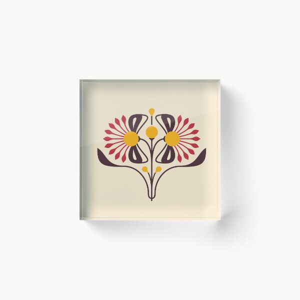Item preview, KF 0238 C - Vintage Retro 70s Floral Pattern in Magenta Yellow Brown designed and sold by KhakiFinch.