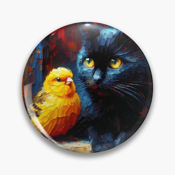 Item preview, Black cat and canary designed and sold by Vibranta Studio.