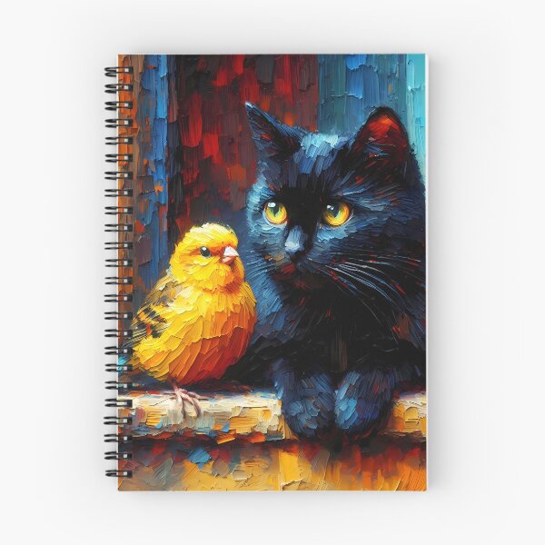 Item preview, Black cat and canary designed and sold by Vibranta Studio.