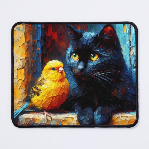 Item preview, Black cat and canary designed and sold by Vibranta Studio.
