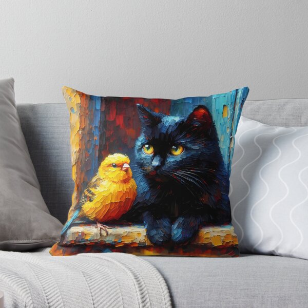 Item preview, Black cat and canary designed and sold by Vibranta Studio.