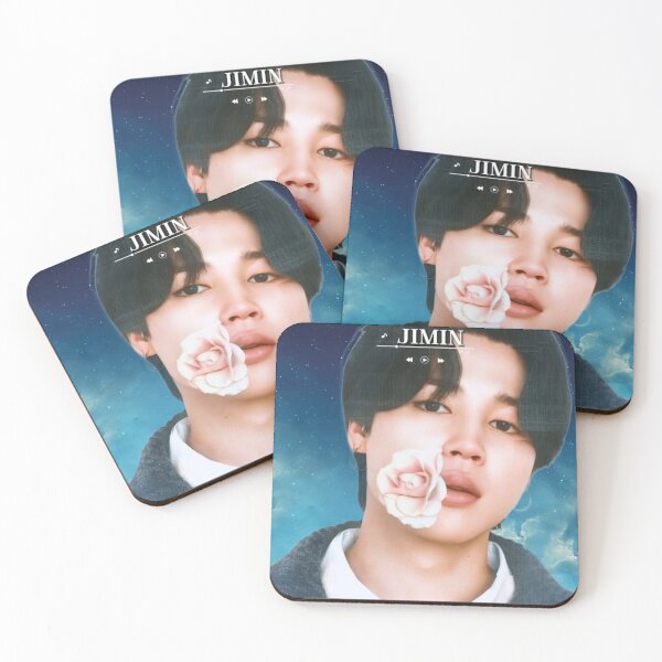Item preview, BTS Jimin 'MONOCHROME' Cute, Aesthetic Print, BTS Jimin Holding Flower, Blue Graphic Background. designed and sold by EpiphanyArt28.