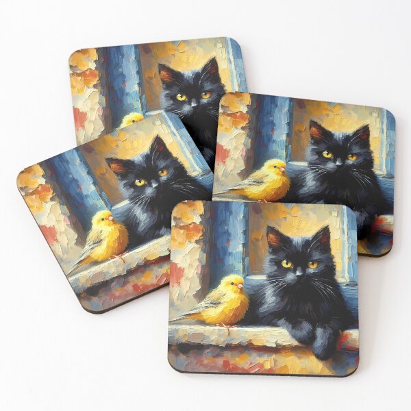 Item preview, Cat with canary designed and sold by Vibranta Studio.