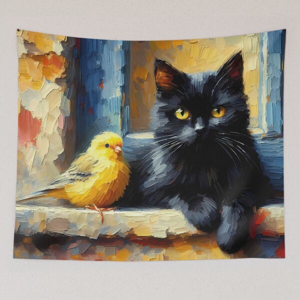 Item preview, Cat with canary designed and sold by Vibranta Studio.