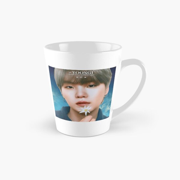 Item preview, BTS Yoongi 'MONOCHROME' Cute, Aesthetic Print, BTS SUGA Holding Flower, Blue Graphic Background. designed and sold by EpiphanyArt28.