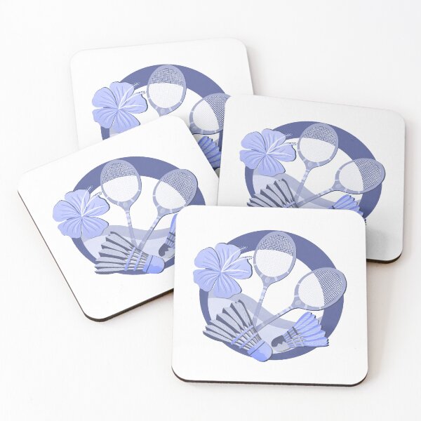 Item preview, Tropical badminton badge - indigo blue designed and sold by Home Cyn Home.