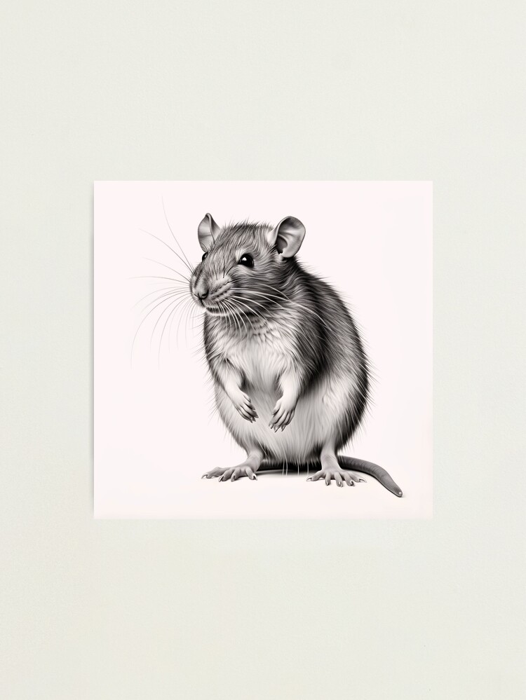 MOUSE and PEANUT - Original B&W Pencil Drawing - Portrait size 8