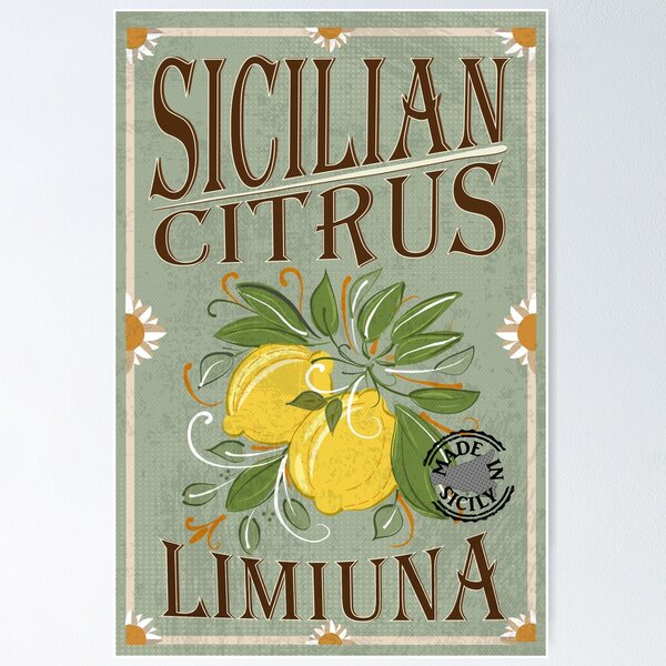 Sicilian citrus - Limiuna - Vintage tag Poster