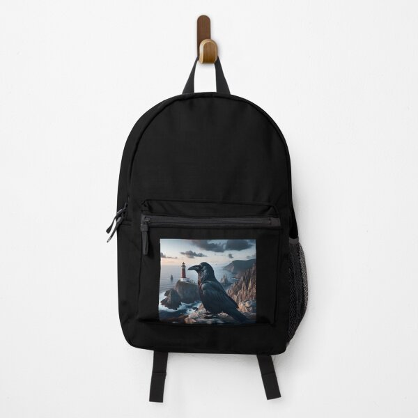Item preview, A black raven against the background of the sea at the lighthouse. designed and sold by ART-POD-PL.