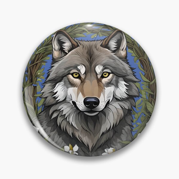 Item preview, Minnesota Wolf Surrounded By Lady's Slipper Flowers 1 designed and sold by taiche.