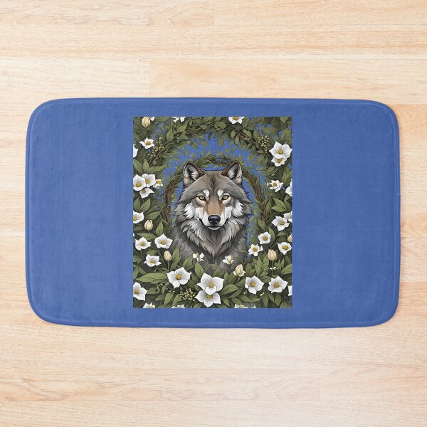 Item preview, Minnesota Wolf Surrounded By Lady's Slipper Flowers 1 designed and sold by taiche.