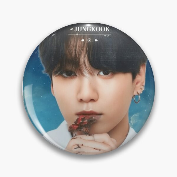 Item preview, BTS Jungkook 'MONOCHROME' Cute, Aesthetic Print, BTS JK Holding Flower, Blue Graphic Background. designed and sold by EpiphanyArt28.
