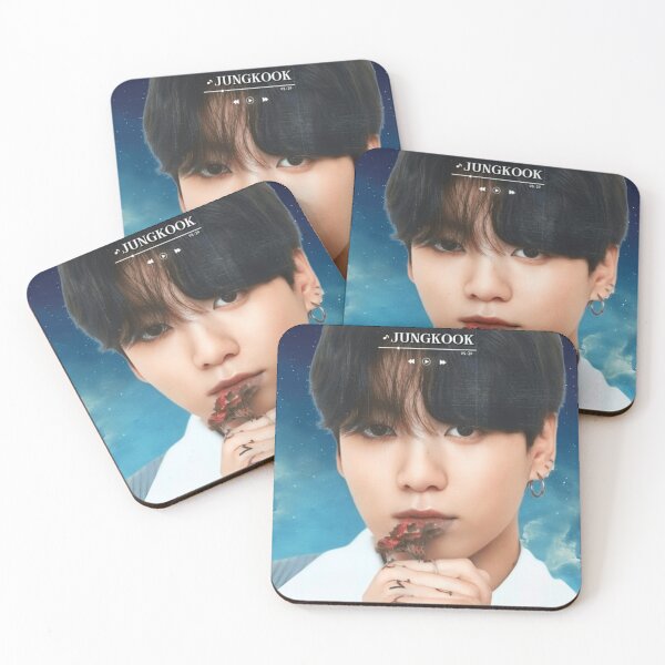Item preview, BTS Jungkook 'MONOCHROME' Cute, Aesthetic Print, BTS JK Holding Flower, Blue Graphic Background. designed and sold by EpiphanyArt28.