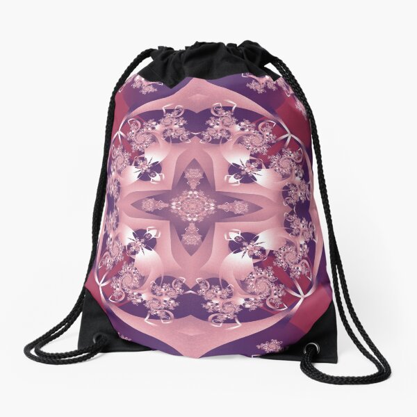 Pink Ornament Drawstring Bag