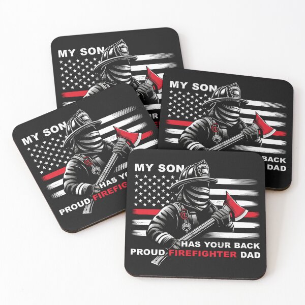Item preview, My Son Has Your Back Proud Firefighter Dad and Red Line Flag designed and sold by Lollipoppastel.