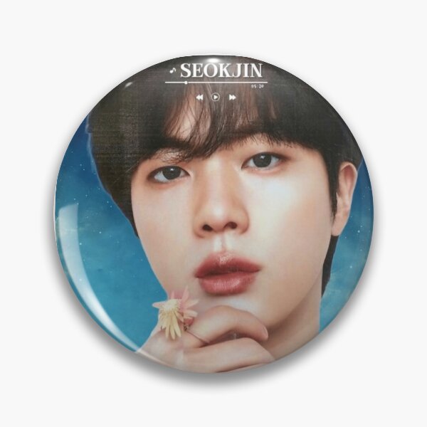 Item preview, BTS Seokjin 'MONOCHROME' Cute, Aesthetic Print, BTS Jin Holding Flower, Blue Graphic Background. designed and sold by EpiphanyArt28.