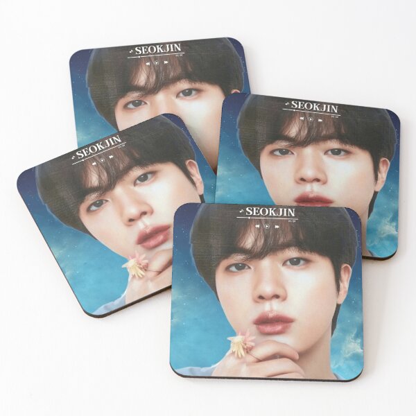 Item preview, BTS Seokjin 'MONOCHROME' Cute, Aesthetic Print, BTS Jin Holding Flower, Blue Graphic Background. designed and sold by EpiphanyArt28.