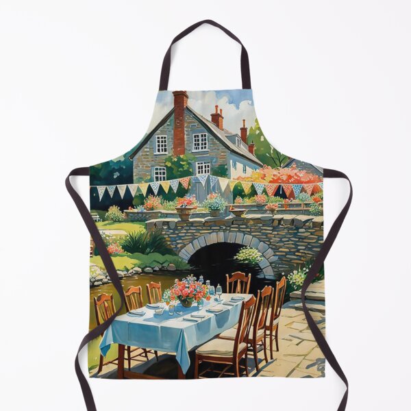 Item preview, Bright Shiny Day Breakfast at Beautiful Spring Garden with Long Banquet Table Nearby a Small River with Bridge - Home Sweet Home - Museum Epic Impressionist Painting designed and sold by MyArt23.