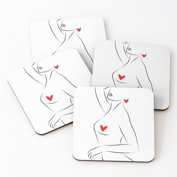 Item preview, Silhouette of naked woman with red hearts designed and sold by LeeydiCreative.