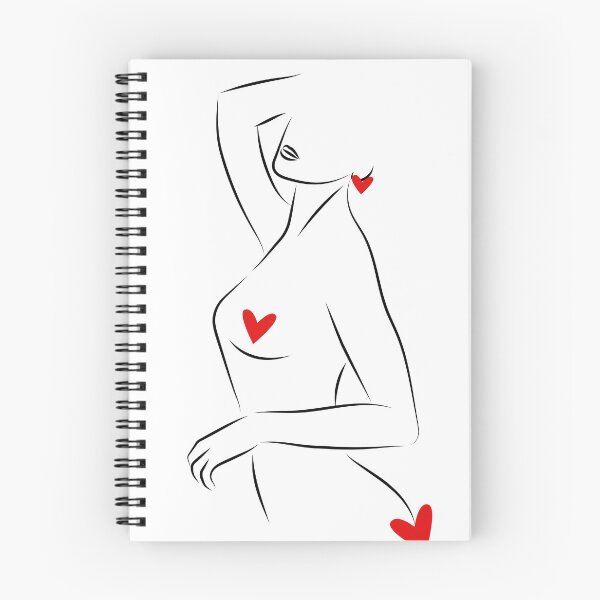 Item preview, Silhouette of naked woman with red hearts designed and sold by LeeydiCreative.