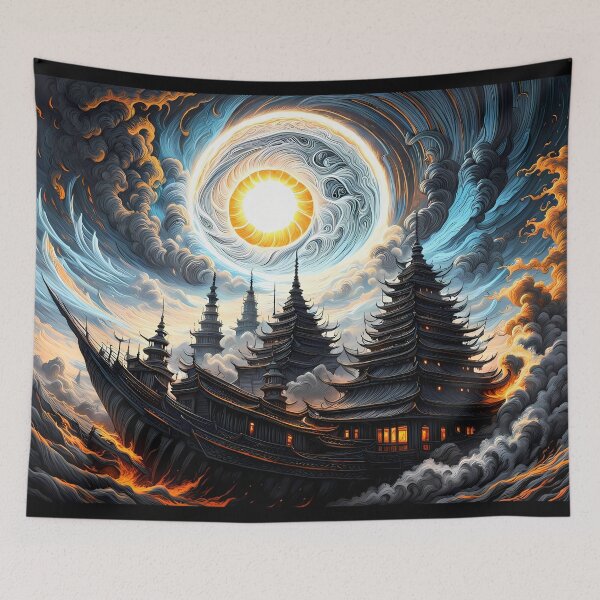 Item preview, Storm Rocking Wooden Houseboats, Ai Generated Art  designed and sold by ACC .